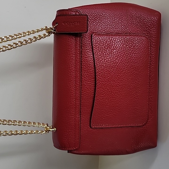 Coach Tammie Red Leather Shoulder Bag - Picture 3 of 9